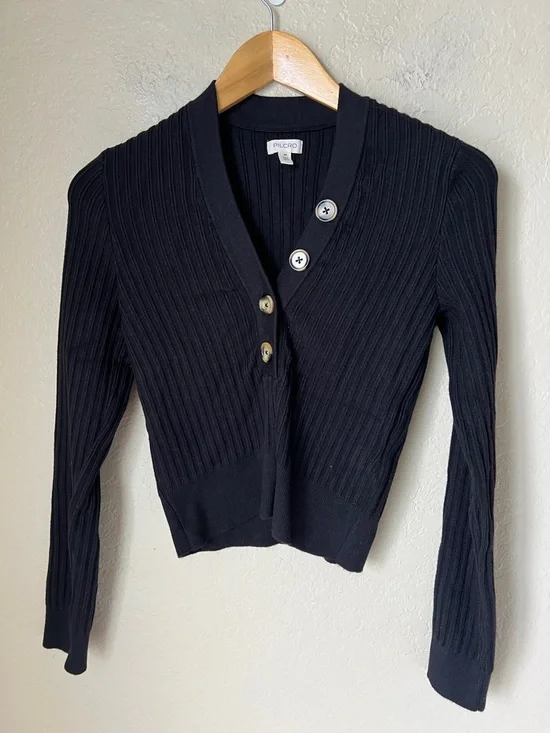 Anthropologie Pilcro black Kassidy ribbed deep v neck sweater - Picture 2 of 10